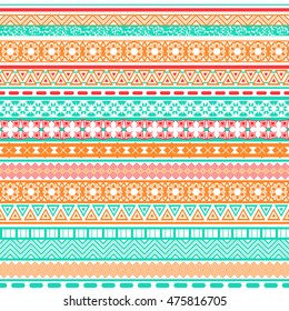 Tribal seamless pattern. Abstract background with ethnic ornament. Seamless background with different geometric shapes. Vector illustration