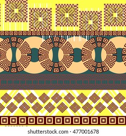 Tribal seamless pattern. Abstract background with ethnic ornament. Seamless background with different geometric shapes. Vector illustration