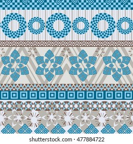 Tribal seamless pattern. Abstract background with ethnic ornament. Seamless background with different geometric shapes. Vector illustration
