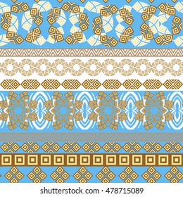 Tribal seamless pattern. Abstract background with ethnic ornament. Seamless background with different geometric shapes. Vector illustration
