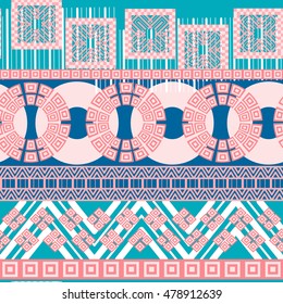 Tribal seamless pattern. Abstract background with ethnic ornament. Seamless background with different geometric shapes. Vector illustration
