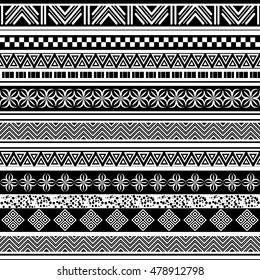 Tribal seamless pattern. Abstract background with ethnic ornament. Seamless background with different geometric shapes. Vector illustration