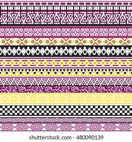 Tribal seamless pattern. Abstract background with ethnic ornament. Seamless background with different geometric shapes. Vector illustration