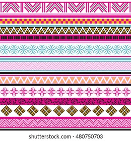 Tribal seamless pattern. Abstract background with ethnic ornament. Seamless background with different geometric shapes. Vector illustration