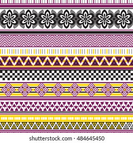 Tribal seamless pattern. Abstract background with ethnic ornament. Seamless background with different geometric shapes. Vector illustration