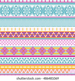 Tribal seamless pattern. Abstract background with ethnic ornament. Seamless background with different geometric shapes. Vector illustration