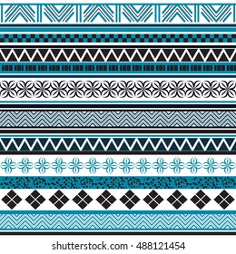 Tribal seamless pattern. Abstract background with ethnic ornament. Seamless background with different geometric shapes. Vector illustration