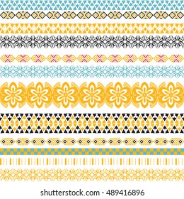 Tribal seamless pattern. Abstract background with ethnic ornament. Seamless background with different geometric shapes. Vector illustration