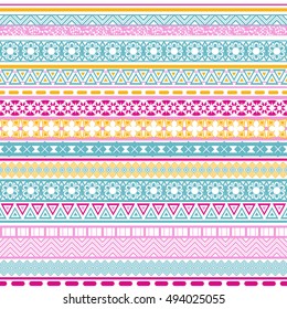 Tribal seamless pattern. Abstract background with ethnic ornament. Seamless background with different geometric shapes. Vector illustration