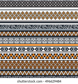 Tribal seamless pattern. Abstract background with ethnic ornament. Seamless background with different geometric shapes. Vector illustration