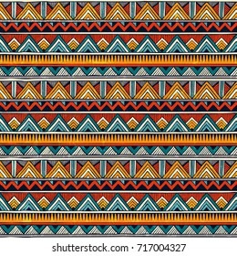 Tribal Seamless Pattern. African Print. Colorful Abstract Background. Hand Drawn Vector Illustration EPS 10.