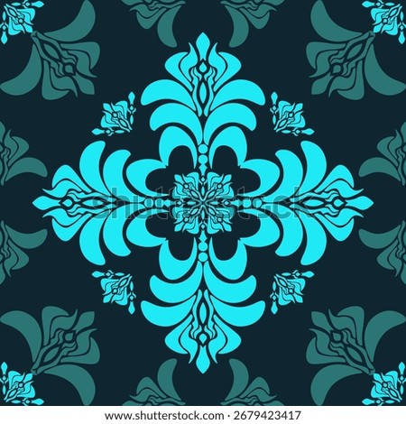 Tribal seamless pattern in arctic blue with sky and ocean accents. Fresh, serene, and trustworthy, suitable for textile brands, rustic home décor, and festival wear.
