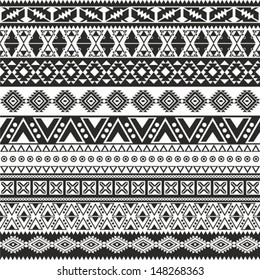 Tribal seamless pattern - aztec black and white background