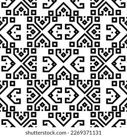Tribal seamless pattern Aztec black and white background texture for fabric print. Geometric shapes designs.