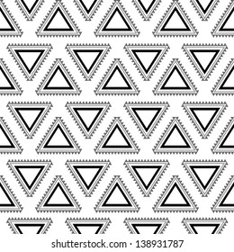 Tribal seamless pattern. Aztec geometric black-white background. Swatches of seamless pattern included in the file.