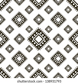 Tribal seamless pattern. Aztec geometric black-white background. Swatches of seamless pattern included in the file.