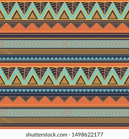 Tribal seamless pattern aztec stripes abstract hand drawn. Vector illustration ready for fashion textile print.