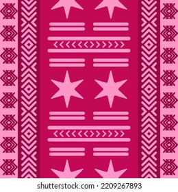 Tribal seamless pattern background in ethnic style. Aztec vertical ornament for printing on paper, Ethnic fabric and textile. Design with traditional folk motifs.
