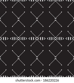 Tribal seamless pattern - black signs on white background