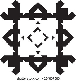 Tribal seamless pattern - black signs on white background