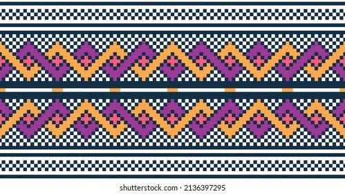 Tribal seamless pattern in boho style with ethnic African ornaments. Tribal art Design for print. Colorful border background texture. Fabric, cloth design, wallpaper,