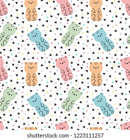 Patrón tribal sin fisuras con lindos osos dibujados a mano. Los niños de fondo. Textura de diseño infantil para tela, envoltura, textil, decoración. Ilustración vectorial