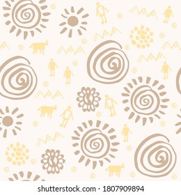 Tribal seamless pattern design with Aztec symbols. Vector illustration.