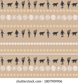 Tribal seamless pattern design with Aztec symbols. Vector illustration.