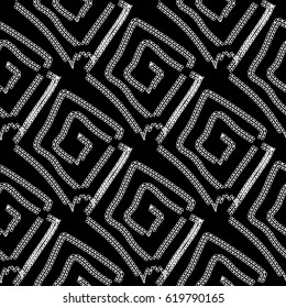Tribal seamless pattern with doodle hand drawn geometric shapes.