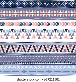 Tribal Seamless Pattern. Ethnic Geometric Print. Aztec Colorful Repeating Background Texture. Fabric, Cloth Design, Wallpaper, Wrapping