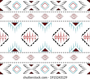 Tribal seamless pattern for fabric prints ideas. Ikat, ethnic, Indian, African, American, geometric chevron wallpaper. Boho, geometric fashion style. White background vector illustrations.