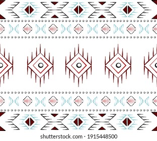 Tribal seamless pattern for fabric prints ideas. Ikat, ethnic, Indian, African, American, geometric chevron wallpaper. Boho, geometric fashion style. White background vector illustrations.