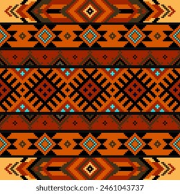 Patrón tribal sin fisuras. Decoración tradicional geométrica de la frontera para el fondo, Fondo de pantalla, Ilustración vectorial, textil, tela, ropa, batik, alfombra, bordado, tejer.