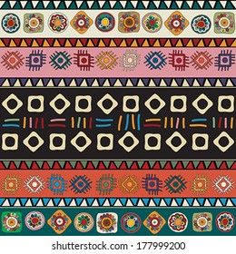 Tribal  seamless pattern. Hand drawn abstract background in colors