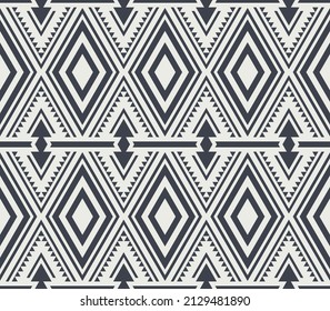 Tribal Seamless Pattern. Monochrome Ethnic Geometric Vector Background. Aztec, Mayan or Inca Style