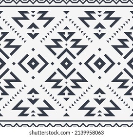 Tribal Seamless Pattern. Monochrome Ethnic Geometric Vector Background. Aztec, Mayan or Inca Style