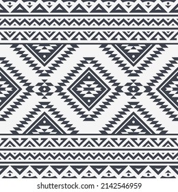 Tribal Seamless Pattern. Monochrome Ethnic Geometric Vector Background. Aztec, Mayan or Inca Style