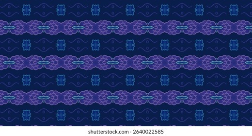 Tribal Seamless Pattern with Navy and Purple Colors