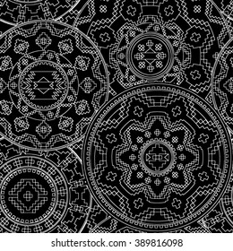 Tribal seamless pattern, ornamental geometrical mandala print, for textile, wrapping, wallpaper