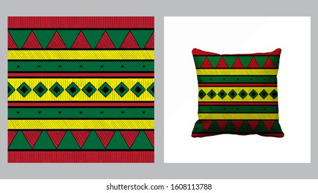 Tribal Seamless pattern. Red, yellow and green print for your textiles. Vector illustration EPS10