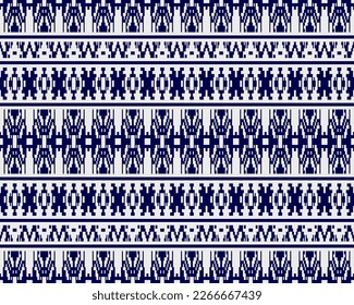 Tribal seamless pattern vector in blue white colors. Print with african tribe border motifs. Ethic texture. Background for cloth, fabric, wallpaper, curtain, carpet, wrapping paper and card template.