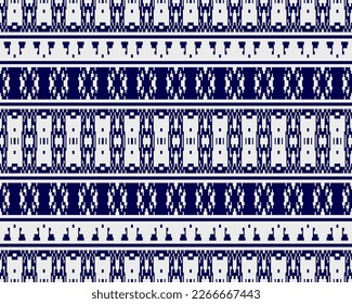 Tribal seamless pattern vector in blue white colors. Print with african tribe border motifs. Ethic texture. Background for cloth, fabric, wallpaper, curtain, carpet, wrapping paper and card template.