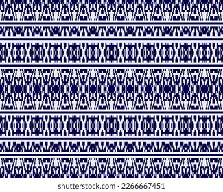 Tribal seamless pattern vector in blue white colors. Print with african tribe border motifs. Ethic texture. Background for cloth, fabric, wallpaper, curtain, carpet, wrapping paper and card template.