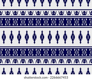 Vector de patrón tribal sin fisuras en colores azul blanco. Impresión con motivos de frontera de la tribu africana. Textura ética. Fondo para tela, tela, papel pintado, cortina, alfombra, papel envolvente y plantilla de tarjeta.