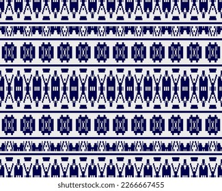 Tribal seamless pattern vector in blue white colors. Print with african tribe border motifs. Ethic texture. Background for cloth, fabric, wallpaper, curtain, carpet, wrapping paper and card template.