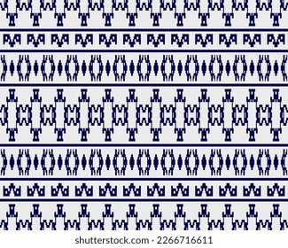 Tribal seamless pattern vector in blue white colors. Print with african tribe border motifs. Ethic texture. Background for cloth, fabric, wallpaper, curtain, carpet, wrapping paper and card template.