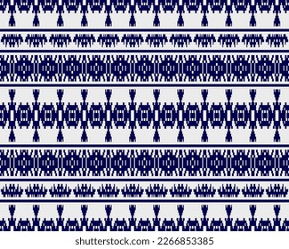 Stamm nahtlose Muster Vektor in blauen weißen Farben. Drucken Sie mit afrikanischen Stamm-Grenzmotiven. Ethische Struktur. Hintergrund für Tuch, Stoff, Tapete, Vorhang, Teppich, Umhüllungspapier und Kartenvorlage.