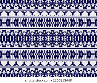 Tribal seamless pattern vector in blue white colors. Print with african tribe border motifs. Ethic texture. Background for cloth, fabric, wallpaper, curtain, carpet, wrapping paper and card template.