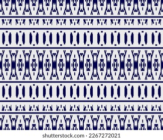 Tribal seamless pattern vector in blue white colors. Print with african tribe border motifs. Ethic texture. Background for cloth, fabric, wallpaper, curtain, carpet, wrapping paper and card template.