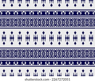 Tribal seamless pattern vector in blue white colors. Print with african tribe border motifs. Ethic texture. Background for cloth, fabric, wallpaper, curtain, carpet, wrapping paper and card template.